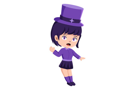 Cute Little Magician Girl Character Illustrationのイラスト素材