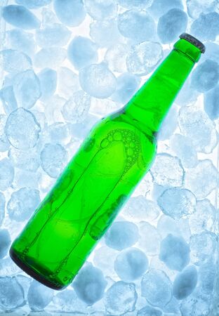 beer on ice (backlight)の写真素材