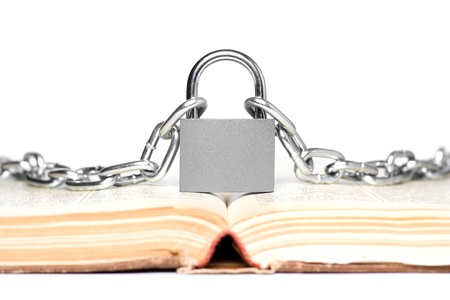padlock with old book on backgroundの写真素材
