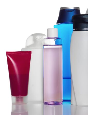 bottles of health and beauty productsの写真素材