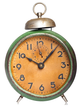 vintage clock isolated on whiteの写真素材