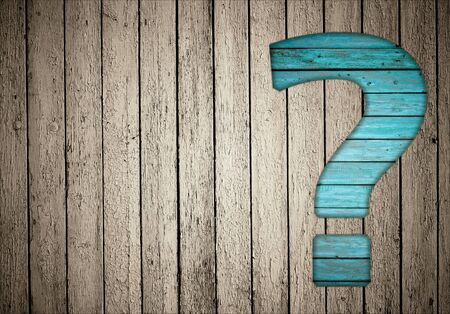 question sign on old fenceの写真素材