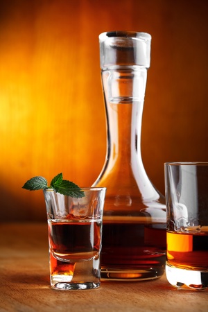 whiskey and tequila with mintの写真素材