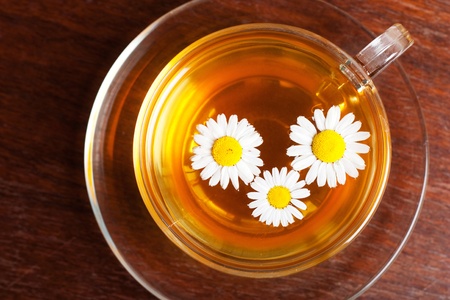 cup of aromatic camomile teaの写真素材