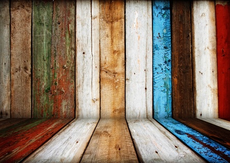 painted multicolored wooden room interiorの写真素材