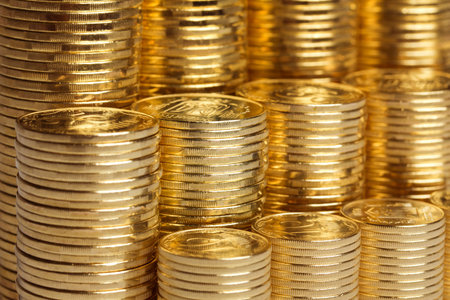Shiny new ukrainian coins background