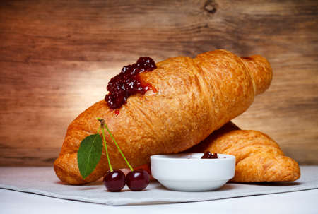 Cherry croissantの写真素材