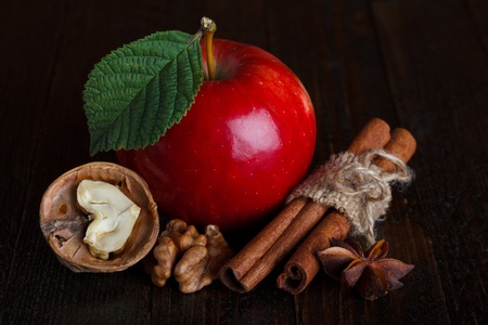apple cider ingredients close up still lifeの写真素材