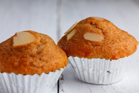 Cupcakes with almond close upの写真素材