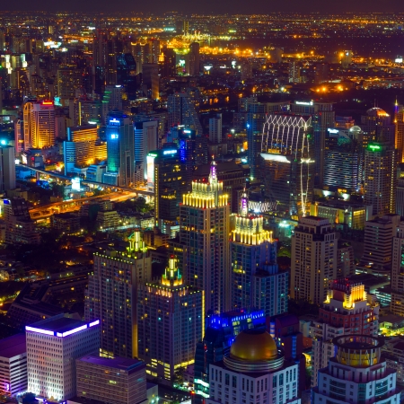 Bangkok city center at twilightの写真素材