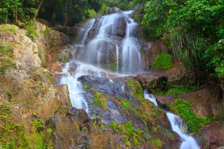 Waterfall in tropical jungle, Na Muang, Koh Samuiの写真素材