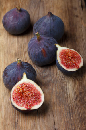 Figs on wooden table still lifeの写真素材
