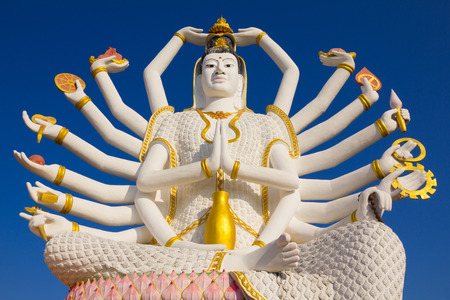 Big Guan Yin statue at Wat Plai Laem Temple, Koh Samui, Thailandの写真素材