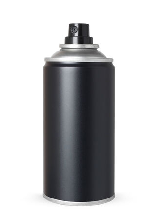 Blank black spray can, isolated on white の写真素材