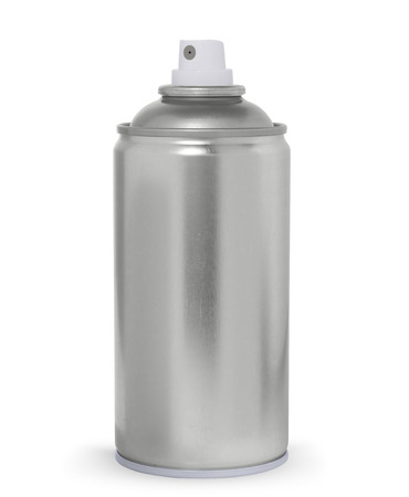 Blank metal spray can, isolated on white の写真素材