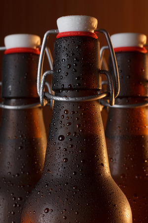 Beer bottles with vintage swing topの写真素材