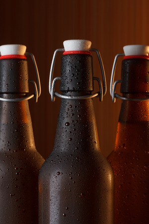 Beer bottles with vintage swing topの写真素材