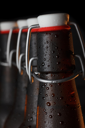 Beer bottles with vintage swing top close upの写真素材