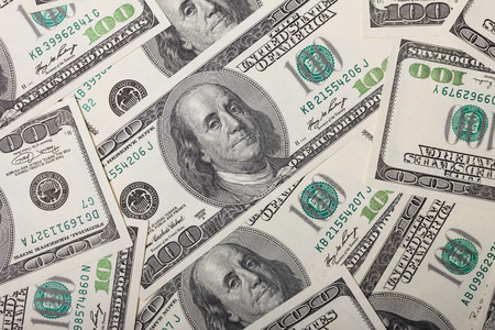 One hundred dollar bills pile の写真素材