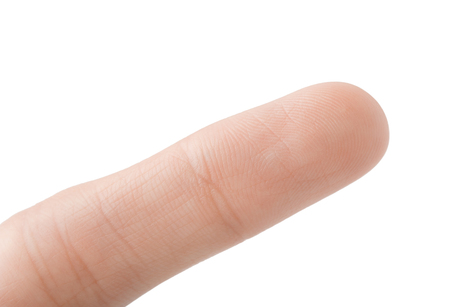 Index finger macro, clean and smooth, isolated on whiteの写真素材