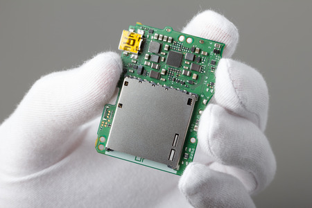 Electronic board with components, new technology or repair conceptの写真素材