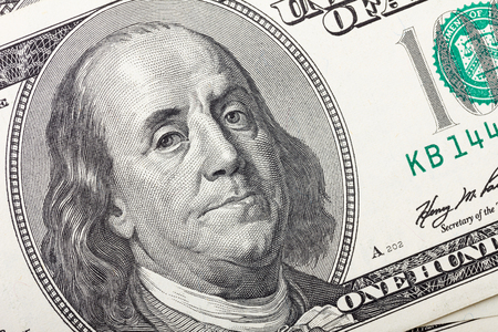 One hundred dollar bill macroの写真素材