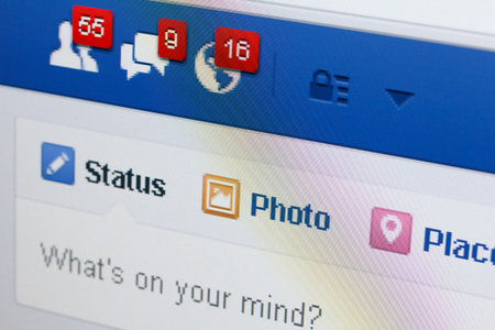 KIEV, UKRAINE - June 8: Facebook web page closeup with notifications of new friends request and...
