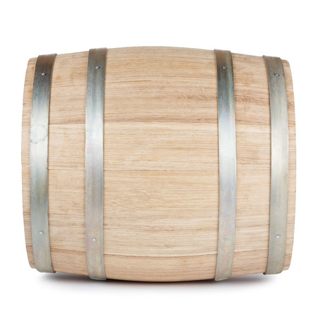 Wooden barrel isolated on white backgroundの写真素材
