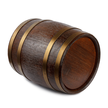 Wooden barrel isolated on white backgroundの写真素材