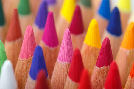 Multi colored pencils macroの写真素材