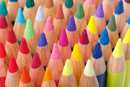 Multi colored pencils macro shotの写真素材
