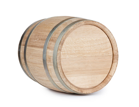 Wooden barrel isolated on white backgroundの写真素材