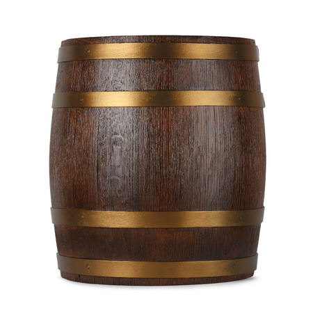 Wooden barrel, isolated on white backgroundの写真素材