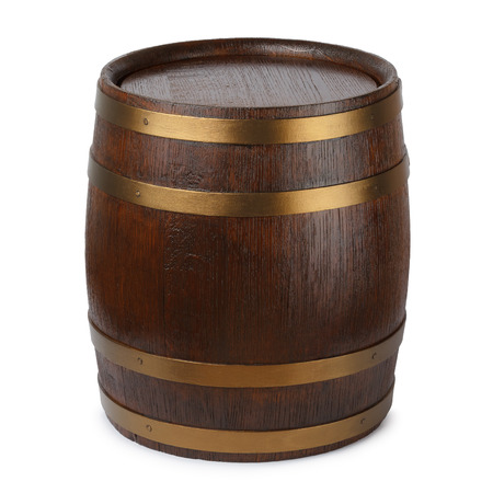 Wooden barrel isolated on white backgroundの写真素材