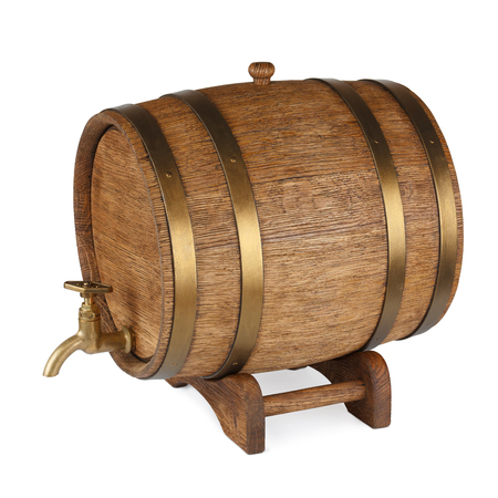 Old wooden barrel isolated on white backgroundの写真素材