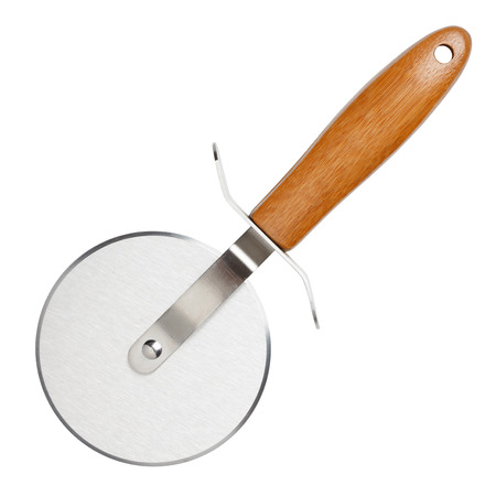 Pizza cutter knife isolated on whiteの写真素材
