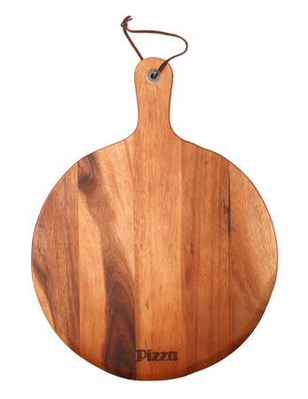 Pizza serving board isolated on whiteの写真素材
