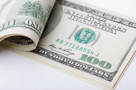 Hundred dollar bills, shallow dofの写真素材