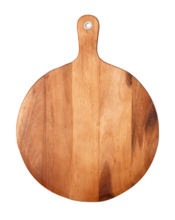 Pizza board isolated on whiteの写真素材