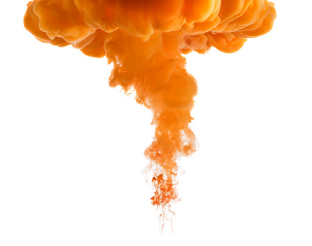 Paint explosion cloud in the water, isolated on whiteの写真素材