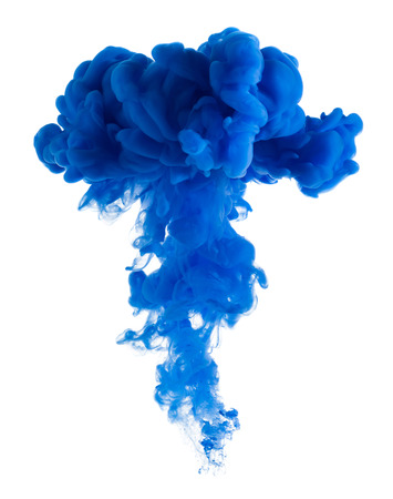 Blue paint cloud isolated on whiteの写真素材