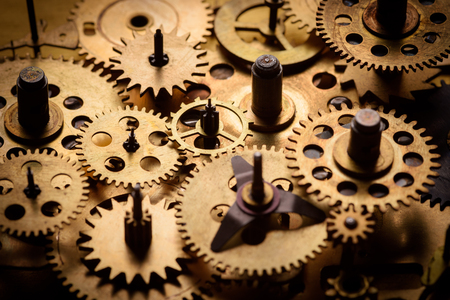 Vintage gears and cogs from old mechanism macroの写真素材