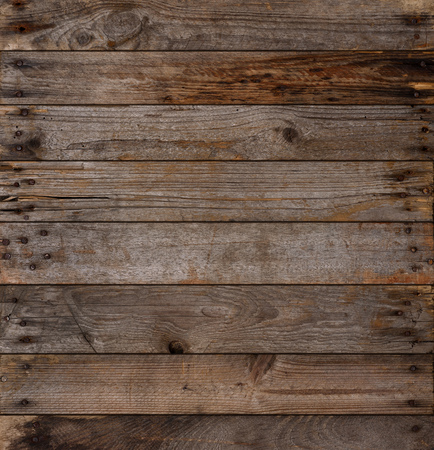 Wooden planks texture background, weathered, with rusty nails, top view, sharp and highly detailed.の写真素材