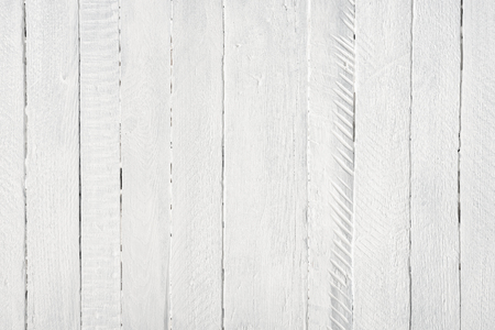 White long painted wooden planks table texture background flat lay top viewの写真素材