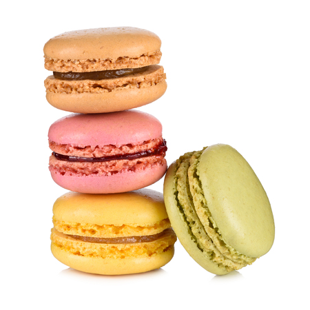 Macarons isolated on white backgroundの写真素材