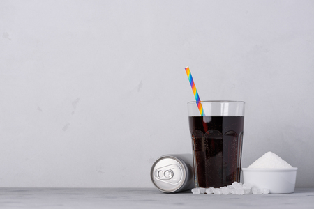 Sugary soft drink with high sugar content concept with side copy spaceの写真素材