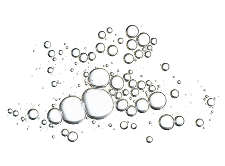 Large air water bubbles isolated on white backgroundの写真素材