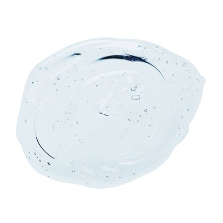 Liquid serum gel blob drop with bubbles isolated on white backgroundの写真素材
