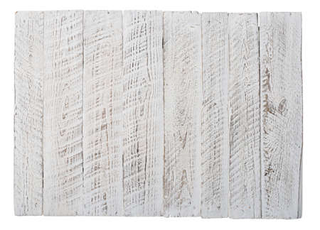 White vintage wooden boards cobbled together background isolated on whiteの写真素材