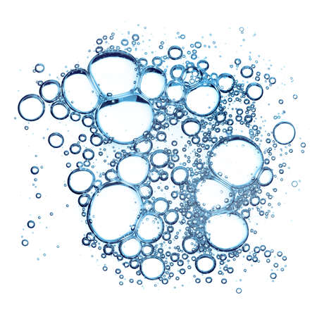 Large air bubbles in liquid isolated on white background top viewの写真素材